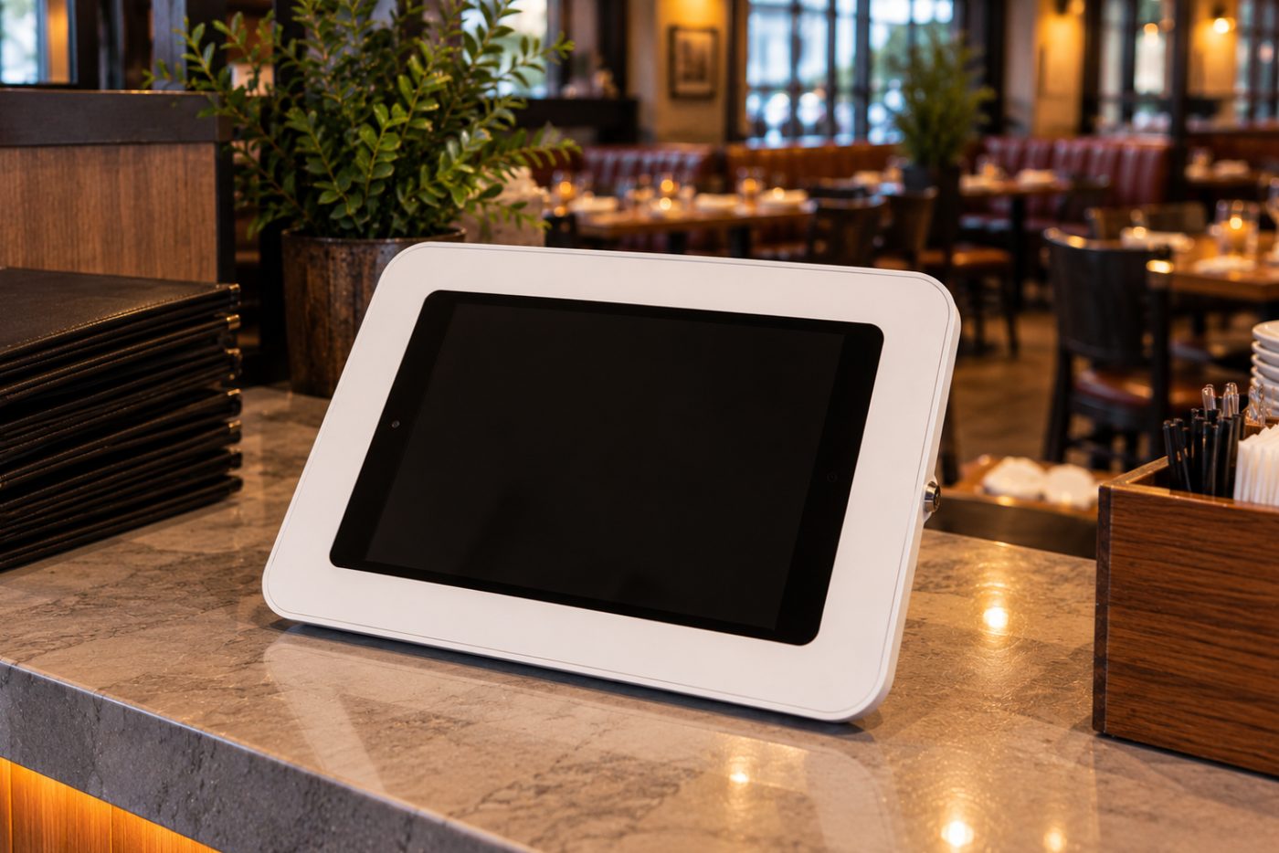 Kiosk on a restaurant counter, screen off